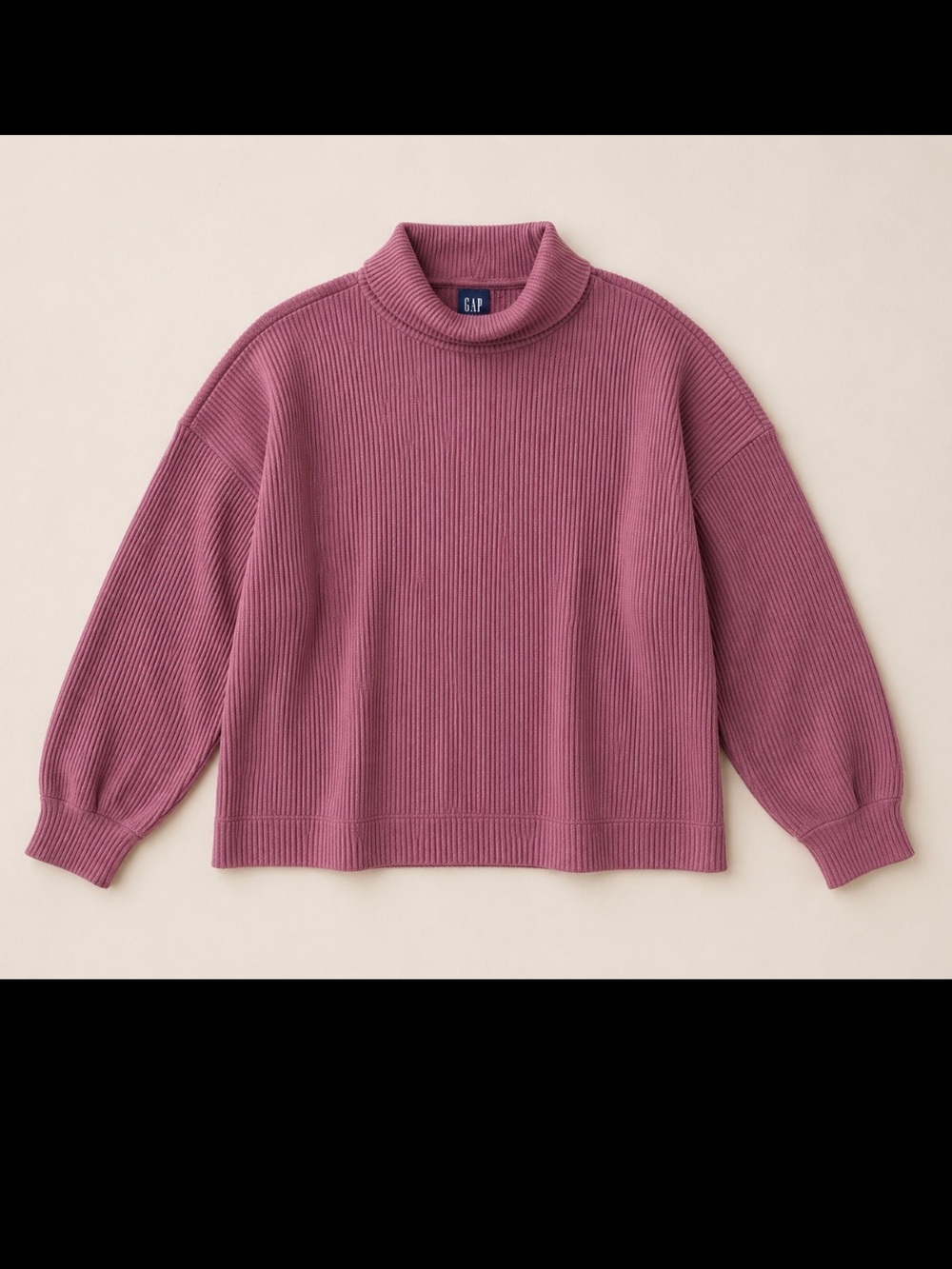 GAP Chunky Waffle Knit Turtleneck Sweater Mauve Pink Large Tall Oversized Office